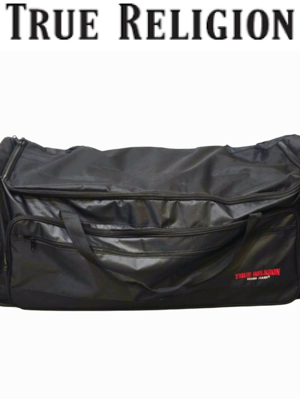 True Religion Logo Travel Rolling Duffel Bag- Black